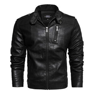 Vestes en cuir d'hiver pour hommes de haute qualité, style bomber, col rabattu, en cuir d'agneau noir, Everex, prix raisonnable, vente en gros - Product Image 1