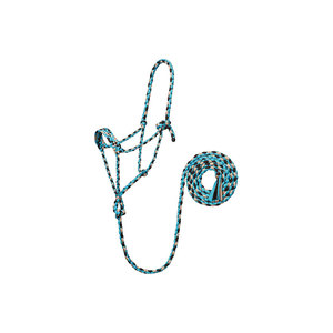 Cabezada de cuero marrón con juego de riendas trenzadas para uso ecuestre - Product Image 5