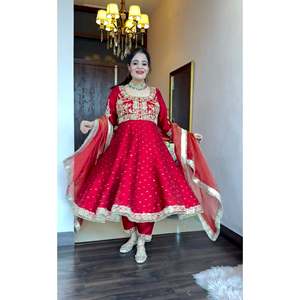 ชุดกระโปรงผ้าไหม anarkali ของ Chinon ชุด plazzo สำหรับผู้หญิงชุดปาร์ตี้หรูหราพร้อมดีไซน์ผ้าไหมบริสุทธิ์ - Product Image 1