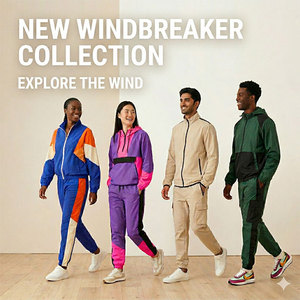 Unisex Custom Printed Solid Windbreaker & Sports Tracksuit Set 2-Piece Hooded Casual Gym Activewear Streetwear - Product Image 3