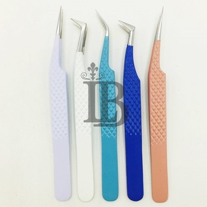 Pinces à cils professionnelles personnalisables avec revêtement coloré, offre exceptionnelle, antidérapantes, faites à la main, testées, ensemble de pinces à bon prix - Product Image 2