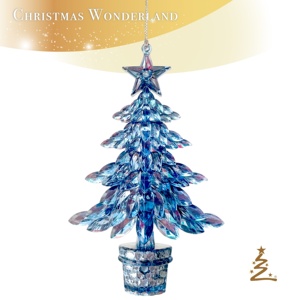 Décoration suspendue de Noël et du Nouvel An, unique, créative, de haute qualité, transparente, bleu royal, en acrylique, ornement d'arbre 2D à découpe diamantée - Product Image 2
