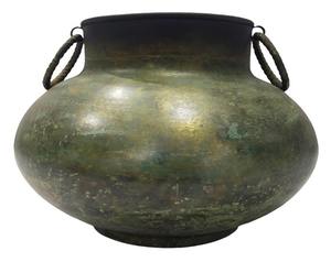 Pot de fleurs en métal finition antique, grand bol décoratif pour plantes d'intérieur et d'extérieur, pour la décoration de la maison et du jardin - Product Image 3