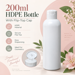 Flacon cosmétique premium 200 ml en HDPE avec bouchon à clapet |   Emballages et contenants pour shampooings, lotions, crèmes, soins de la peau, soins personnels - Product Image 5