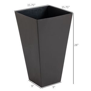 Ensemble de 3 jardinières en plastique d'extérieur anti-fissuration et résistantes à la décoloration, de 28 pieds de hauteur, forme carrée, pots à fleurs, surface mate, nouveau design pour le jardin - Product Image 3