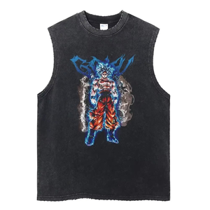 Camiseta sin mangas térmica de algodón grueso con estampado gráfico personalizado y lavado ácido para hombre, con impresión DTG y serigrafía, camisetas sin mangas de punto para hombre - Product Image 1