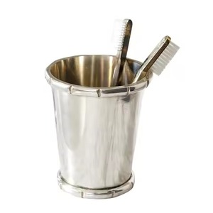 Silver Finish Bathroom Organizer Rack With Compartments For Electric Toothbrushes <b>Toothpaste</b> And Shaver Modern Oral Care Storage - Product Image 1