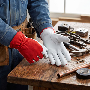 Goat Grain Leather Assembly <b>Gloves</b> Heavy Duty Abrasion Resistant Hand Protection Heat Resistant Construction Gardening <b>Gloves</b> - Product Image 4