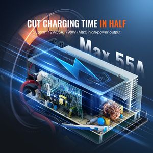 WF-8955-AD-MBA ชุดเปลี่ยนแปลงไฟ RV แบบสามขั้นตอน 55 แอมป์ เครื่องชาร์จอเนกประสงค์ ใช้งานร่วมกับแบตเตอรี่ลิเธียมและตะกั่วกรดได้ - Product Image 5