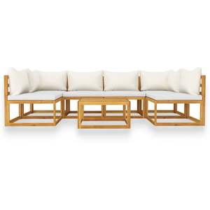 Juego de Muebles de Jardín de Madera de Acacia Crema 100% Poliéster, Muebles de Patio - Product Image 3