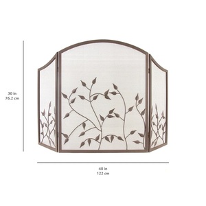 Protector de Chimenea Metálico con Diseño de Enredadera Botánica, Paneles de Malla Plegables, Protector Decorativo de Chispas, Protector de Hogar Independiente - Product Image 2