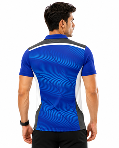 Chemise de golf personnalisée bleue unie pour homme, légère, à séchage rapide, anti-humidité, pour équipe sportive, uniforme d'entreprise - Product Image 4