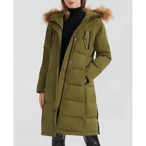Manteau d'hiver long en duvet pour femme, coupe slim, chaud, coupe-vent, style élégant, col en fourrure véritable, logo personnalisé, luxe - Product Image 4