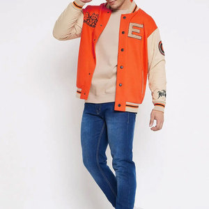 เสื้อแจ็คเก็ตวาร์ซิตี้สีกรมท่าสำหรับผู้ชาย ยี่ห้อ Econex ปักตัวอักษร G ปกคอพับ ติดกระดุมแถวเดียว สไตล์เพรปปี้ ทรงปกติ ใส่ได้ในฤดูหนาว - Product Image 1
