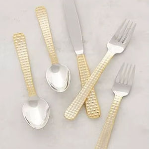 Juego de Cubiertos de Dos Tonos, Dorado y Negro, Estilo Contemporáneo, Vajilla Moderna - Product Image 1