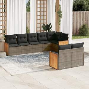 Dark Grey Garden <b>Sofa</b> <b>Set</b> With Cushioned Seats Outdoor Furniture Contemporary Design UV Resistant PE Rattan High Density Foam - Product Image 1