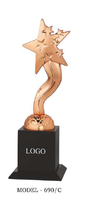 Trophée Étoile avec Base Gravée en Alliage de Zinc Plaqué Or, Argent, Bronze Modèle 690 A B C Durable pour Récompenses Sportives et Jeux