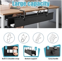 Gestion des câbles sous le bureau : Plateau en tissu pour gestion des fils sous le bureau, fixation par pince/vis, gestion des câbles en tissu pour bureau et maison