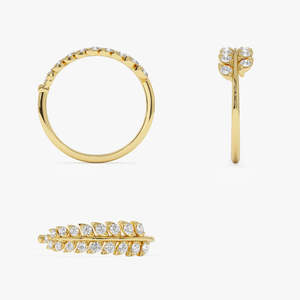 Leaf Inspired Diamond <b>Wrap</b> Ring14k Gold Plated 925 Sterling Silver Unique Ring Moissanite <b>Wedding</b> Ring Women's Stylish Jewelry - Product Image 4