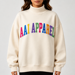 Sweat-shirt à col montant avec impression graphique personnalisée, impression en relief multicolore, pull tendance unisexe, vêtements de marque streetwear, sweat à capuche - Product Image 4