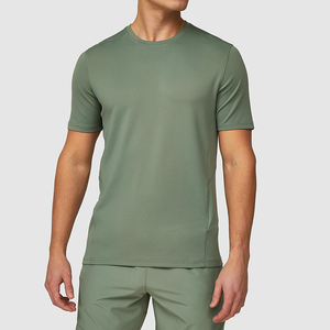 Conjunto Deportivo de Verano para Hombre, Camiseta y Pantalones Cortos con Cuello Redondo, Estampado, de Secado Rápido, para Gimnasio, Atlético, Sostenible y Ecológico, de Spandex/Algodón - Product Image 2