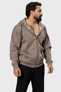 Sweat à capuche zippé pour homme, couleur unie, en molleton bouclette, coupe classique, vêtement décontracté, OEM ODM - Product Image 2