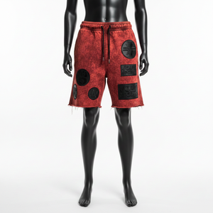 กางเกงขาสั้นผู้หญิงทรงวินเทจผ้าคอตตอนฟลีซหนา 300 GSM ขอบดิบ ลวดลายย้อนยุค ปักโลโก้แบบนูน กางเกงขาสั้นผู้หญิงแบบย้อมสี - Product Image 6