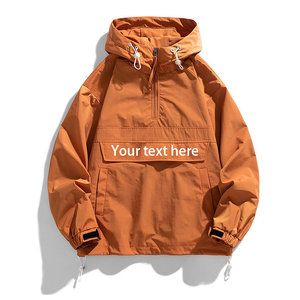 Chaqueta Cortavientos Anorak Personalizada para Hombre, Fabricantes, Cierre de Cremallera 1/4, Nailon Impermeable, Logotipo OEM, Repelente al Agua - Product Image 3