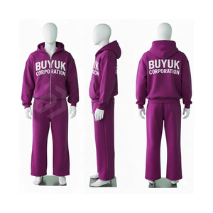 Chándal con capucha y cremallera para hombre, estilo holgado, con estampado, lavado ácido, ecológico, 100% algodón polar, ligero, cómodo y oversize - Product Image 5