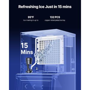 Macchina per il Ghiaccio Industriale da 300 Libbre/24h per Cucine Commerciali, in Acciaio Inossidabile da 20 Pollici, con Pulizia Automatica e Produzione Programmata - Product Image 2