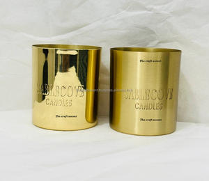 Pots à bougies de luxe en laiton personnalisés en gros de haute qualité avec finition polie Décoration intérieure Pots à bougies vides ronds en métal faits à la main - Product Image 5