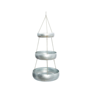 Jardinière suspendue en fer de qualité supérieure avec triple seau pour une présentation décorative en jardin - Product Image 5