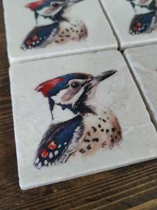 Juego de Posavasos Rústicos de Mármol con Diseño de Pájaro, Posavasos para Bebidas, Alfombrillas para Mesa de Café, Regalo Inspirado en la Naturaleza - Product Image 3