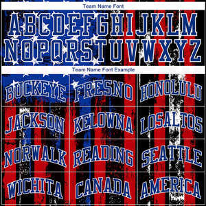 Maillot de baseball authentique personnalisé avec drapeau américain 3D vieilli noir, rouge, bleu roi et blanc, impression par sublimation personnalisée - Product Image 4