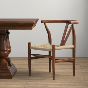 Silla de Comedor de Madera de Teca Ecológica de Alta Calidad con Respaldo y Asiento de Cordón de Papel Tejido a Mano, Estilo Escandinavo Moderno para Hostelería - Product Image 2