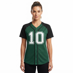 Chemise de baseball boutonnée pour femme, chemise de baseball respirante 100% polyester, maillots de baseball boutonnés pour femme - Product Image 1
