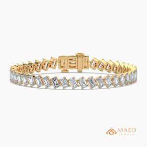 Pulsera de tenis de moissanita chapada en oro de 18 quilates, pulsera de cadena fina, joyería de moda para mujer, estilo elegante moderno de Nueva York - Product Image 1