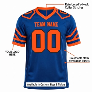 Sublimated American Football Jersey Custom Team Sports Uniform Breathable <b>Polyester</b> Training Wear Supplier - Product Image 6
