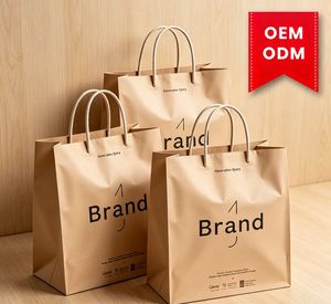 Wholesale Customized Kraft <b>Paper</b> <b>Gift</b> <b>Bags</b> with Unique Folding Design Recyclable Packaging <b>Bags</b> for Branding - Product Image 1