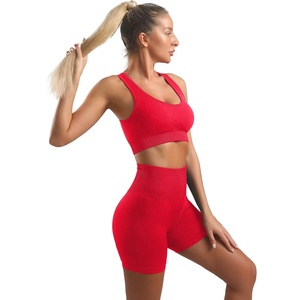 Seamless 2-Piece Yoga <b>Set</b> High Waist Nylon/Cotton Breathable Eco-Friendly Workout Clothes for Women Running Fitness Wear - Product Image 2