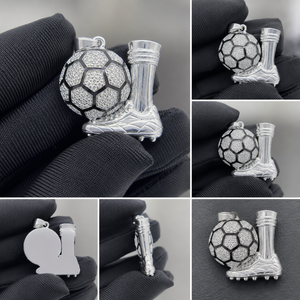 Pendentif Football en Moissanite, Collier Ballon de Football en Argent Sterling 925 Plaqué Rhodium, Breloque de Luxe Dorée, Cadeau de Fête pour les Amateurs de Football - Product Image 5