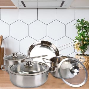 Stainless Steel Cookware Set Fast Heating Induction Pots and Pans Dishwasher Safe 2.7/3.7 Quart Stockpot & 2 Quart Saucepans - Product Image 1