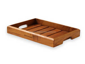Plateau rectangulaire en bois brun rustique pour le petit-déjeuner au lit, le thé, le café, les boissons, les collations, la cuisine, la salle à manger et le bureau - Product Image 3