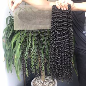 Paquete de pelo de trama rizada al agua más vendido 100% cabello humano crudo vietnamita cierre personalizado 200% densidad Super doble dibujado - Product Image 4