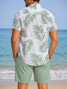 Men's Casual Beech Wear Summer Shirt 300 Grams Breathable Quick Dry Eco-Friendly Short Sleeve Floral Print Design 100% Polyester - Product Image 2