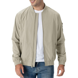 Blouson bomber gris pour homme, fermeture éclair, coupe décontractée, coupe-vent, col montant, coupe régulière, pour l'automne - Product Image 3
