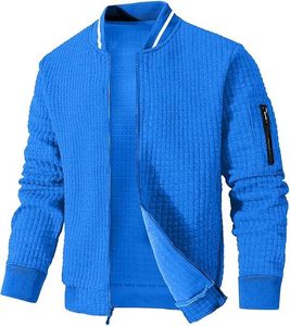 Chaqueta Ligera de Invierno para Hombre, de Alta Calidad, Estilo Letterman, con Cuello Alto, Logotipo Frontal Personalizable, Diseño Tejido, 100% Algodón - Product Image 1