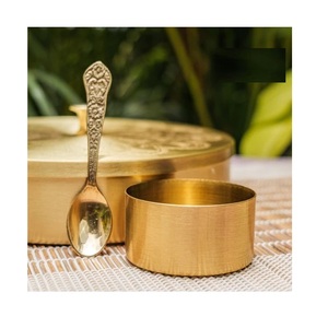 <b>United</b> Creations Luxury Durable Brass Double Wall Eco-Friendly Spice Box with Multiple Compartments <b>for</b> <b>Kitchen</b> Organization - Product Image 2