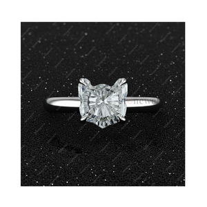 Anillo de Compromiso Solitario de Diamante Cultivado en Laboratorio con Corte Cat Original, Claridad DEF VVS VS, Certificado GIA IGI, Chapado en Oro de Plata de Ley 925, Regalos - Product Image 1