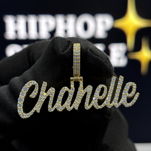 <b>Custom</b> Letter Personalized Hip Hop <b>Necklace</b> 925 Sterling Silver VVS Moissanite Iced Gold Plated Unisex Gift Yellow Gold - Product Image 1